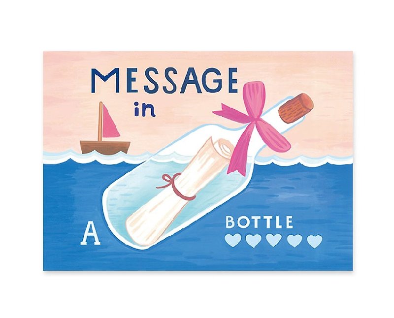 瓶中信 Message In A Bottle   插画明信片 / 卡片 - 卡片/明信片 - 纸 蓝色