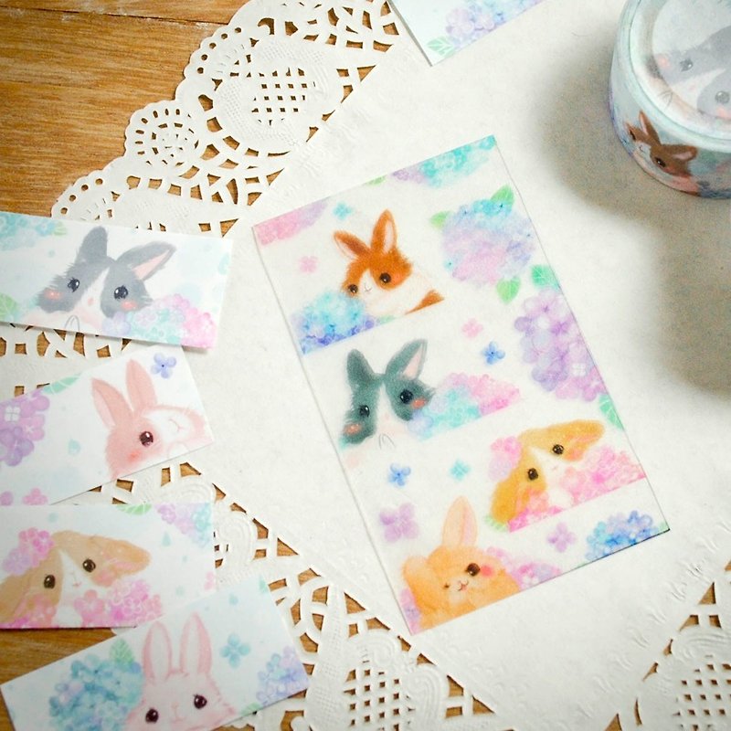 紫阳花 兔兔纸胶分装片 / 4P - 卡片/明信片 - 塑料 多色