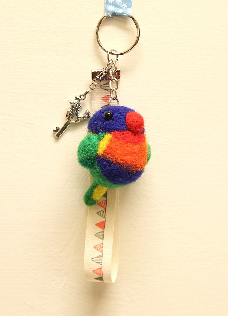 Rolia's 手作 澳洲彩红吸蜜鹦鹉羊毛毡 吊饰 (可订制) - 钥匙链/钥匙包 - 羊毛 多色