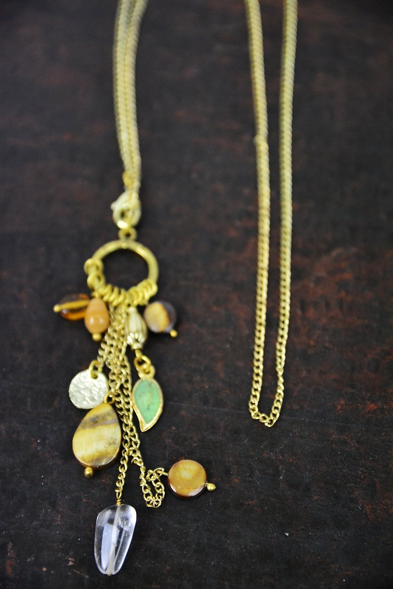 琉璃+黄铜+珐琅项链＿公平贸易 - 项链 - 玻璃 金色