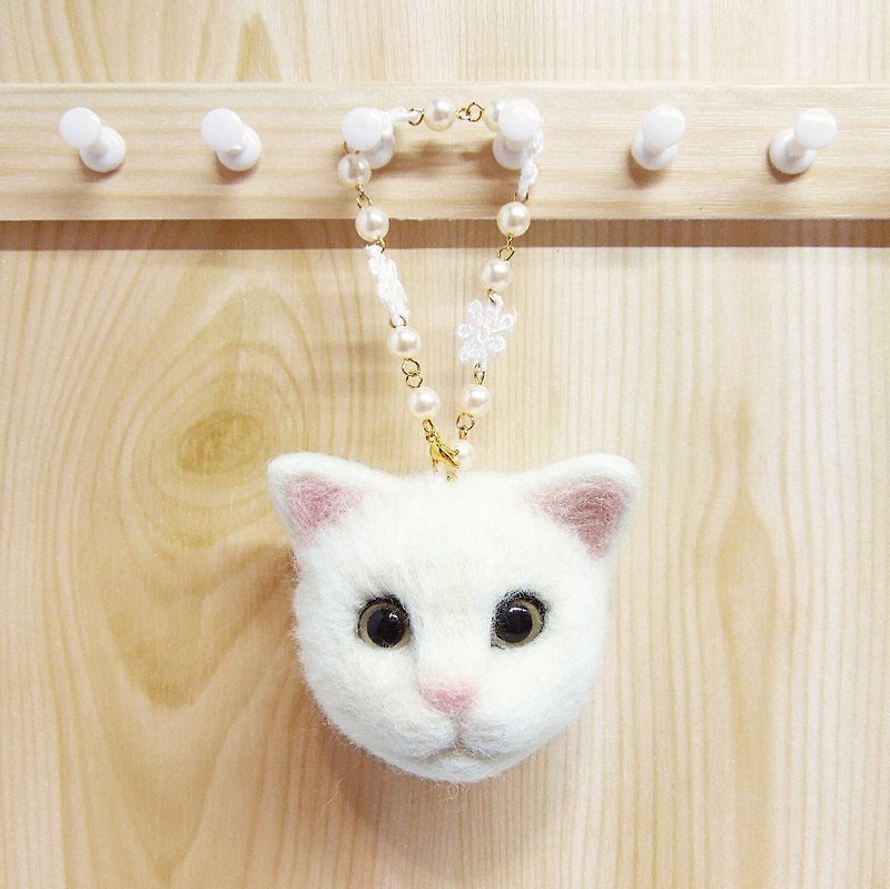 小白猫吊饰 - 吊饰 - 羊毛 