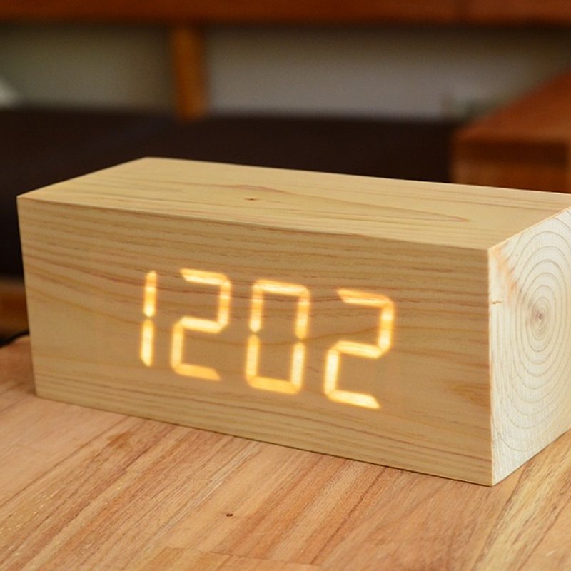 心持木LED时计 木头时钟 - 时钟/闹钟 - 木头 金色