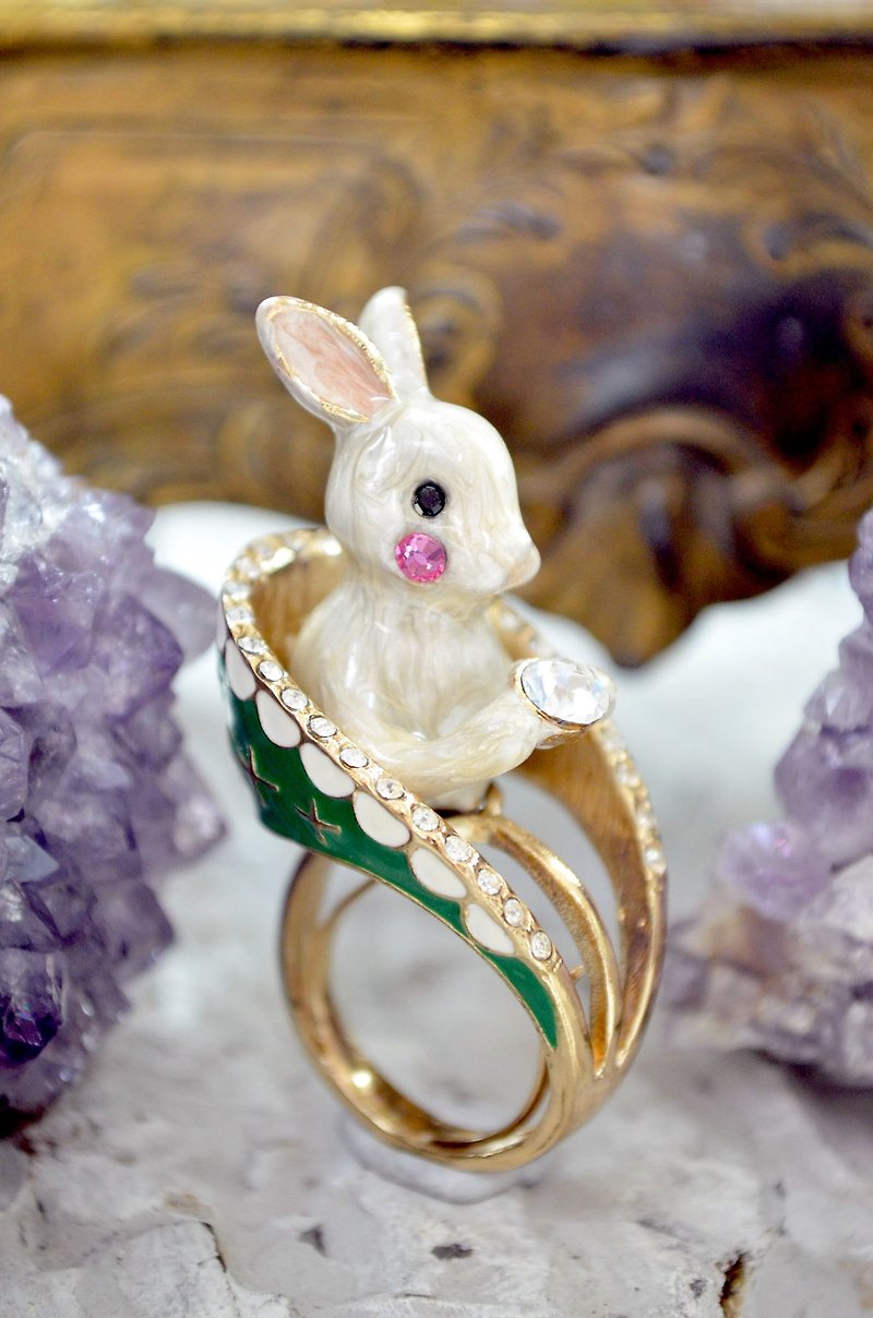 TIMBEE LO 限时优惠 白色兔子 贵族绿色宝座 戒指 附有弹性戒指 - 戒指 - 其他金属 绿色