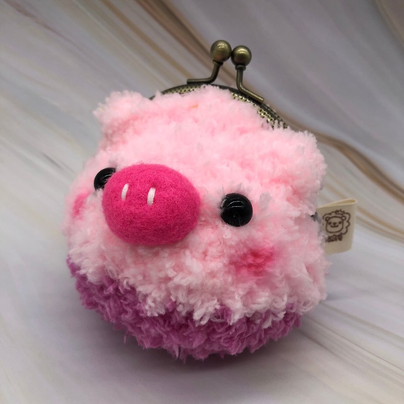粉粉小猪-毛线编织动物零钱包 口金包 两种尺寸 - 零钱包 - 其他材质 粉红色