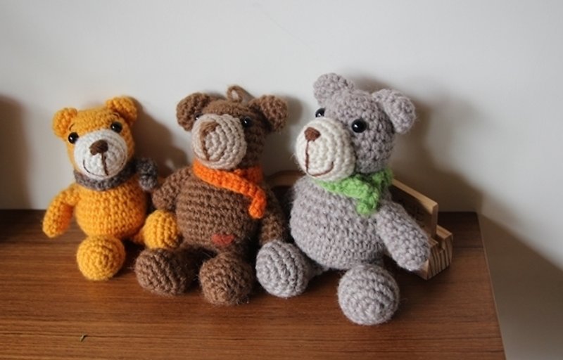 【布。棉花】毛线娃娃, 毛线熊, 熊, 玩偶, 钥匙圈 - 玩偶/公仔 - 其他材质 多色
