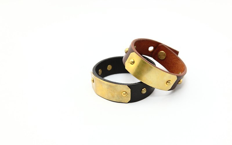 Embellish - Bracelet LB013-02401 皮制黄铜手环 - 手链/手环 - 真皮 黑色