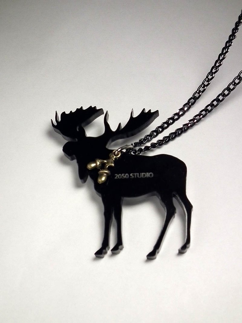 力克鸭▲幸福的鹿(麋鹿)▲项链/钥匙圈 - 项链 - 塑料 黑色