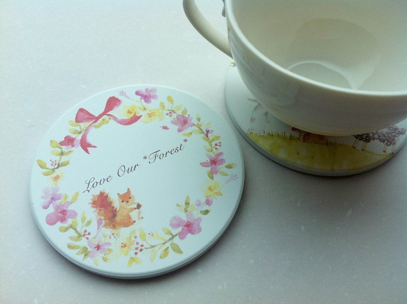 *Zoe's forest*松鼠花环杯垫－毕业礼物 - 杯垫 - 其他材质 