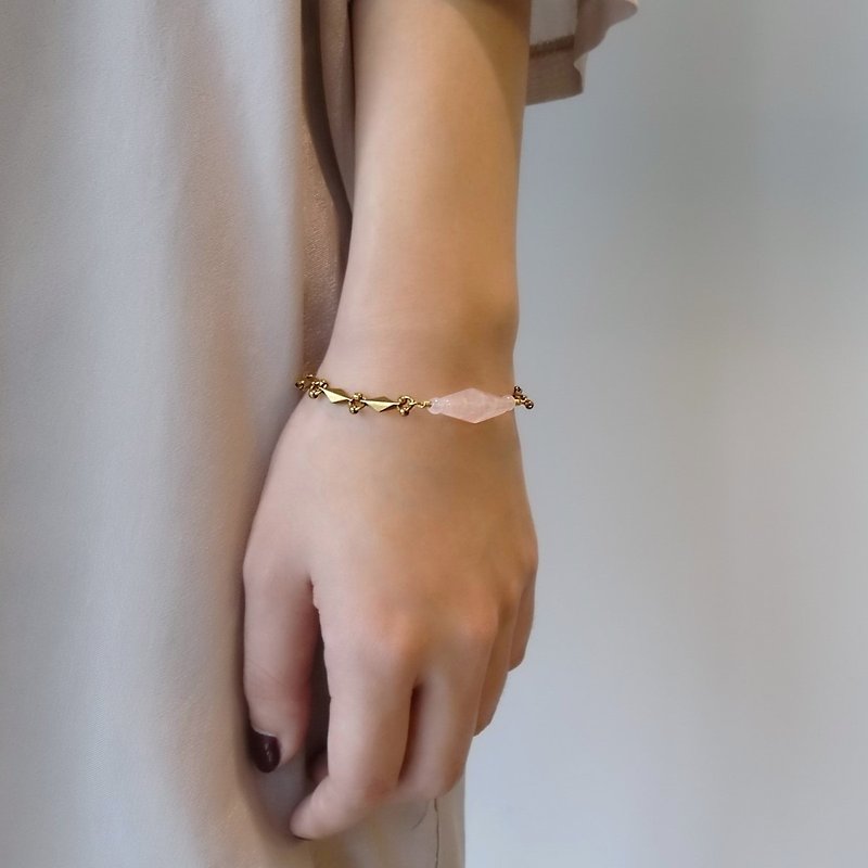 粉晶 黄铜手链 定制 | 凝是唯一 - 手链/手环 - 宝石 粉红色
