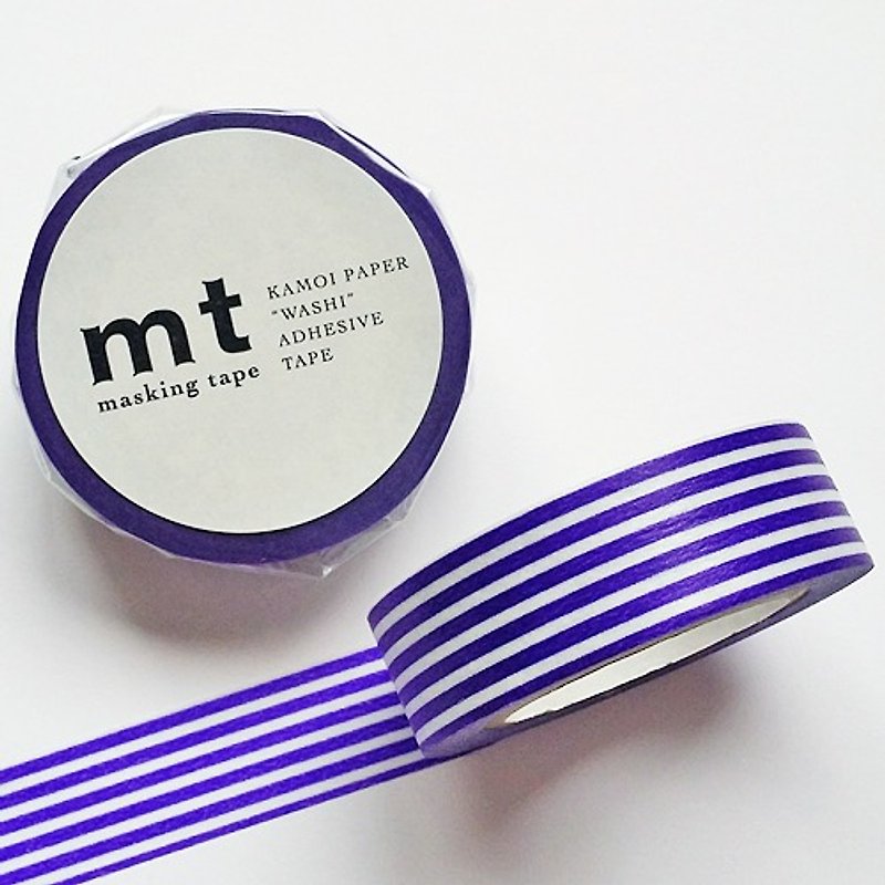 mt 和纸胶带 Deco【横条纹-深蓝色(MT01D254)】生产完了品/绝版品 - 纸胶带 - 纸 蓝色