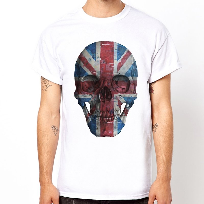 UNION SKULL短袖T恤-白色 英国国旗骷髅 设计 艺术 相片 插画 - 男装上衣/T 恤 - 其他材质 白色