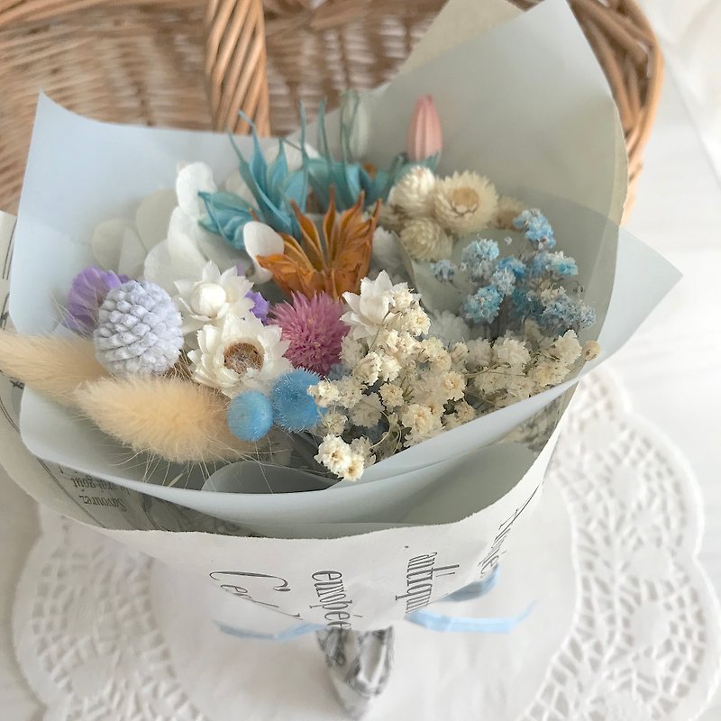 Masako  蓝色调干燥小花束  生日礼物 婚礼小物 道具  - 植栽/盆栽 - 植物．花 紫色
