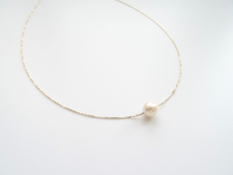 日本 AKOYA 海水珍珠 (7mm) 18K 金可拆式可调整裸感项链 - 项链 - 珍珠 白色