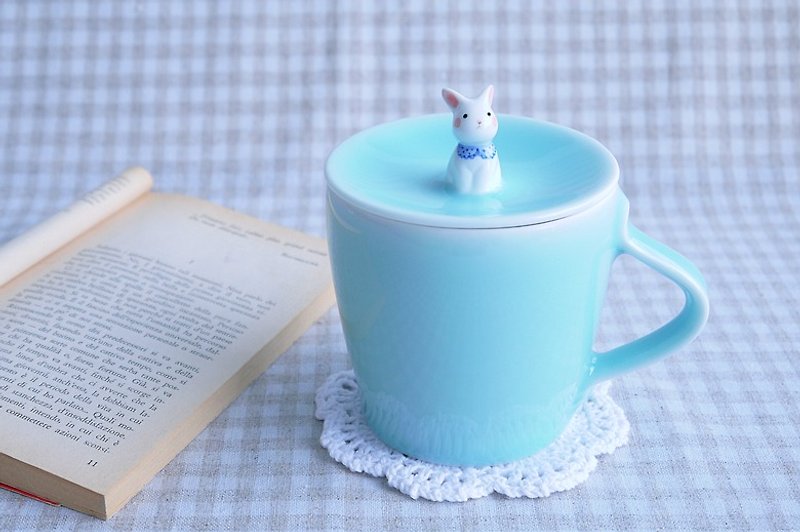 三浅陶瓷原创 彼得潘兔子茶杯 咖啡盖杯萌物创意生日礼物杯子 - 茶具/茶杯 - 其他材质 绿色