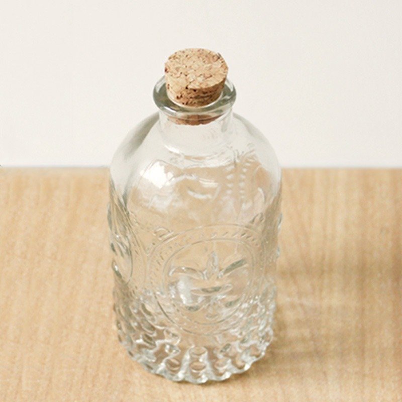 U-PICK原品生活 复古雕花玻璃瓶 木塞许愿瓶水培花瓶花器花插 - 摆饰 - 玻璃 