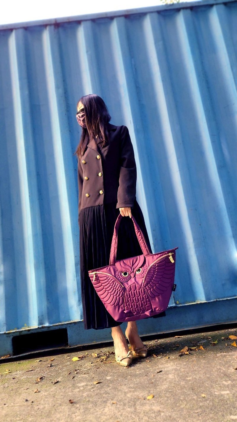 Morn Creations 正版猫头鹰托特包妈妈包-紫 - 手提包/手提袋 - 其他材质 紫色