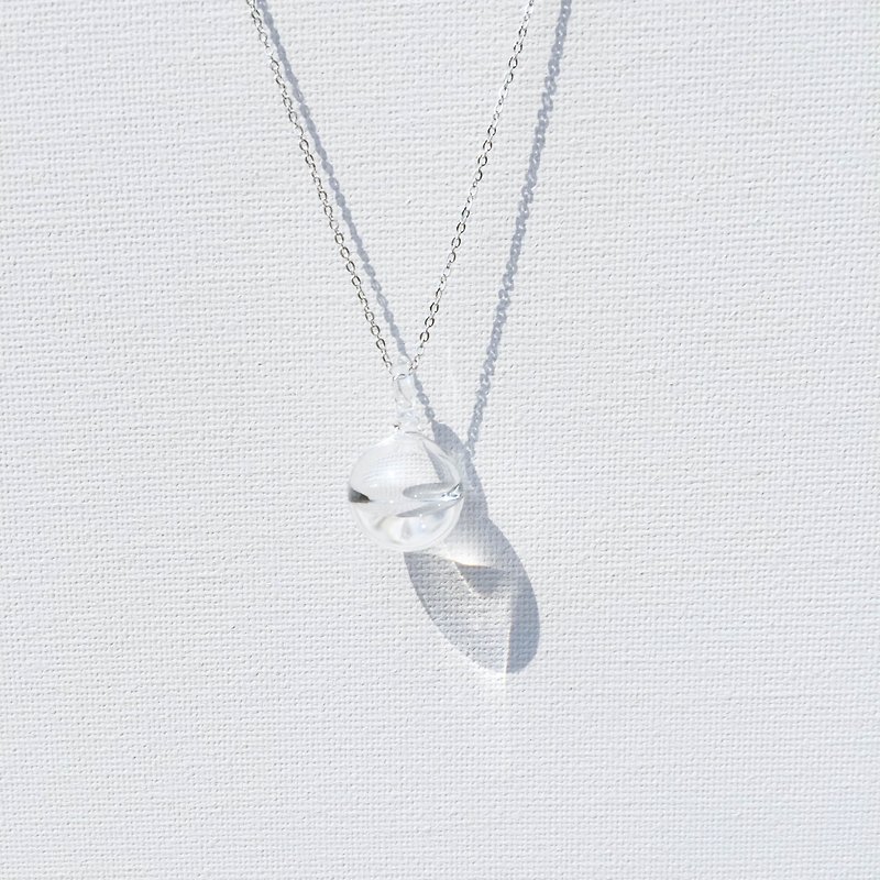 玻璃坠饰 银项链 小水珠款 精致之礼 - 项链 - 玻璃 白色