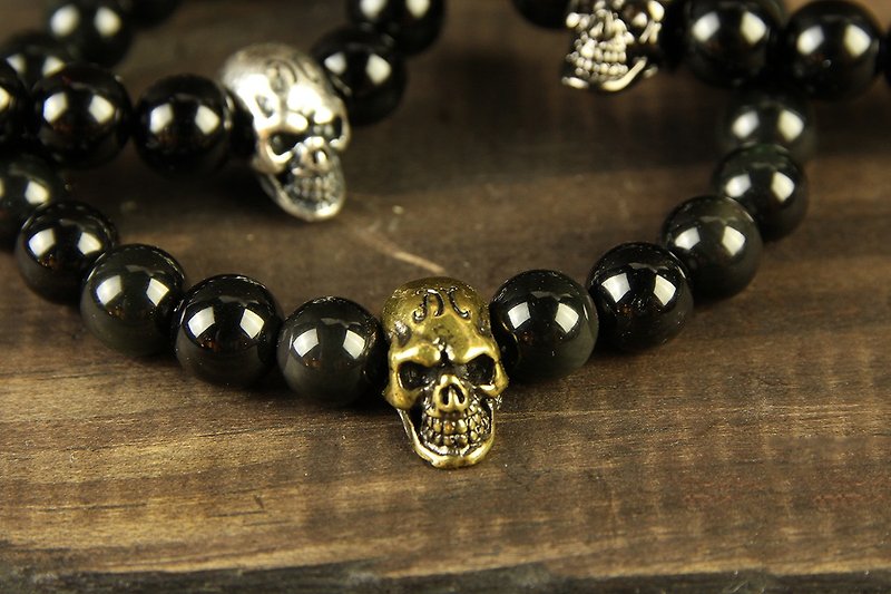 【METALIZE】Skulls 8MM Beaded Bracelet 骷髅8MM串珠手链 - 手链/手环 - 其他材质 