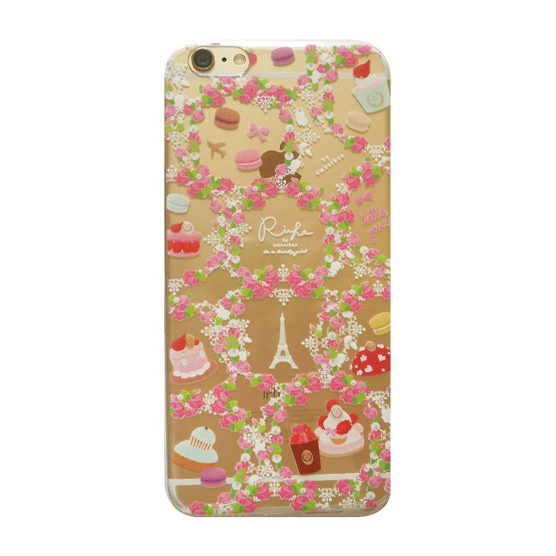 甜点玫瑰花环水晶手机软壳 - 手机壳/手机套 - 硅胶 粉红色