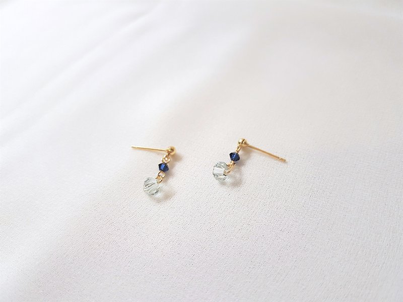 森林芬多精 · 水晶 珍珠 耳环 (蓝) - 耳环/耳夹 - 水晶 蓝色