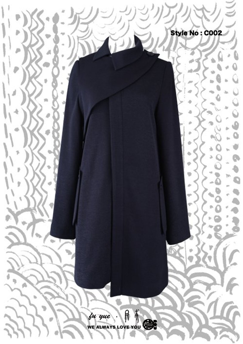 [甫月 fu yue] 单侧披肩外套式大衣 C002 - 女装休闲/机能外套 - 其他材质 