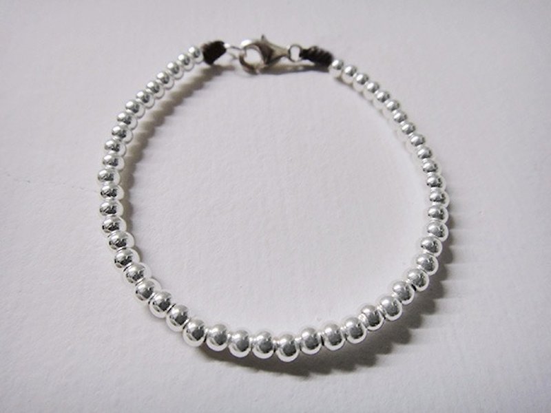 925纯银 银珠 蚕丝蜡线 - 手链/手环 - 其他金属 白色