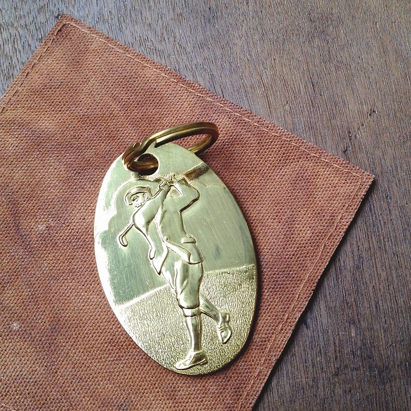 早期古件-英国绅士高尔夫钥匙圈 - 钥匙链/钥匙包 - 其他材质 金色