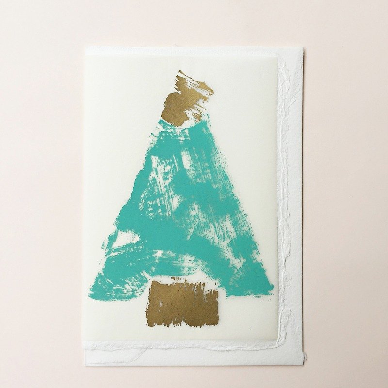 德国手工网版印刷卡片-笔刷圣诞树 | BETHGE - 卡片/明信片 - 纸 绿色