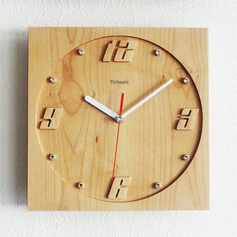 ‘速度 Speed’原木挂钟 严选欧洲山毛榉木 实木制做 立体精雕设计 - 时钟/闹钟 - 木头 金色