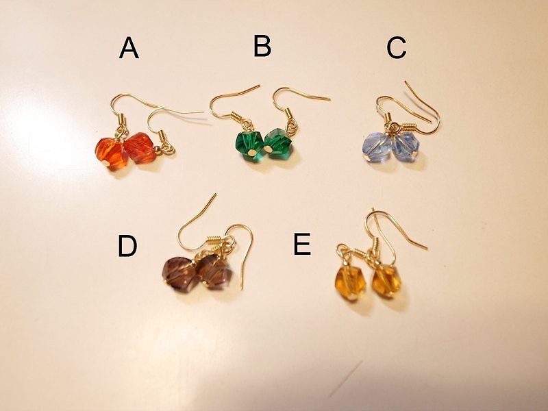 水晶耳环(3款) - 耳环/耳夹 - 其他材质 多色