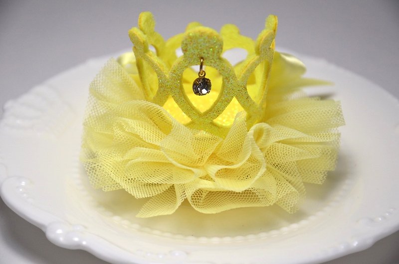 公主皇冠系列-黄色镂空水钻版 - 围嘴/口水巾 - 其他材质 黄色