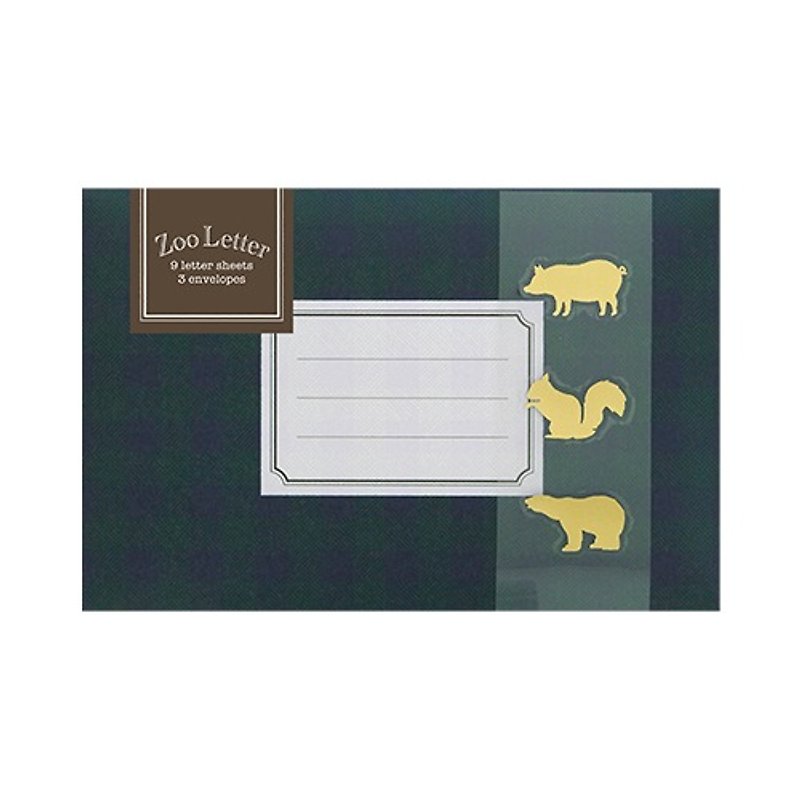 日本【LABCLIP】Letter Set 系列 Zoo 信纸组 / 绿色 - 卡片/明信片 - 纸 绿色