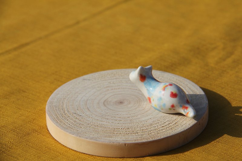 彩斑豆豆猫04 - 花瓶/陶器 - 其他材质 多色