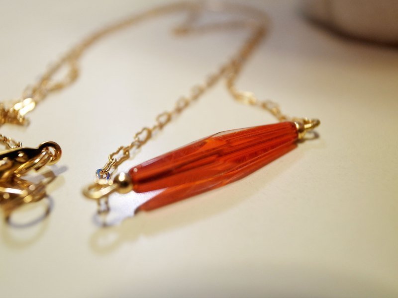 伊丽丝菱形沏面玻璃珠项链-红 - 项链 - 其他材质 红色