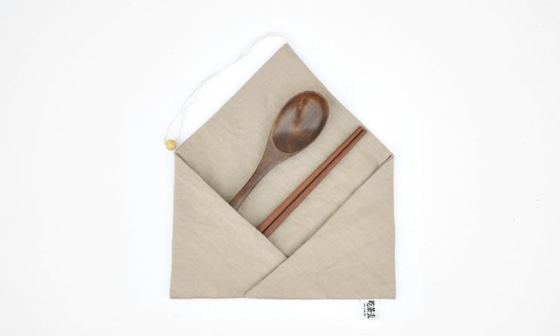 吃茶去原创设计 便携筷勺套装 红檀布套 - 筷子/筷架 - 木头 咖啡色