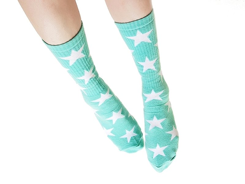 monokeros满满星星袜 tiffany绿 - 袜子 - 棉．麻 绿色