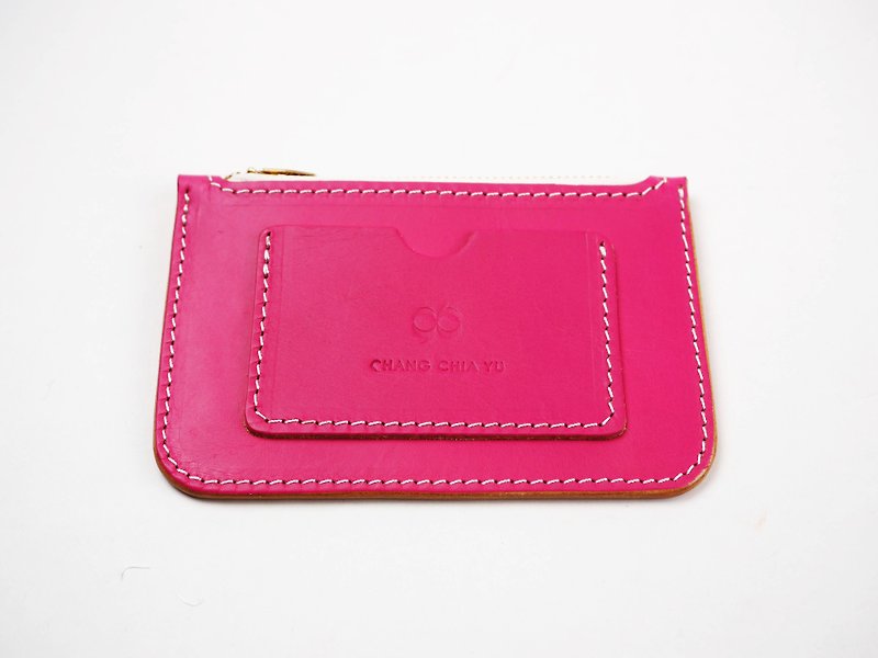 【YuYu】Rose Pink植鞣牛皮零钱袋 - 零钱包 - 真皮 红色