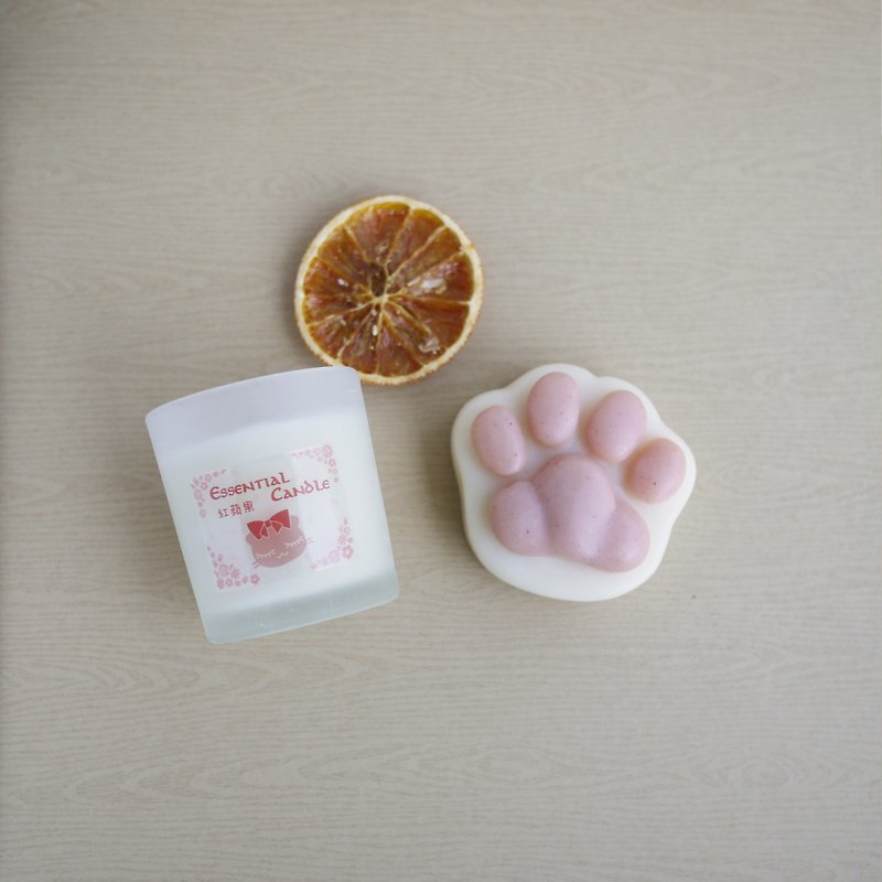 情锁幽香 手工蜡烛&猫掌礼袋组－红苹果＋甜橙 - 肥皂/手工皂 - 植物．花 白色