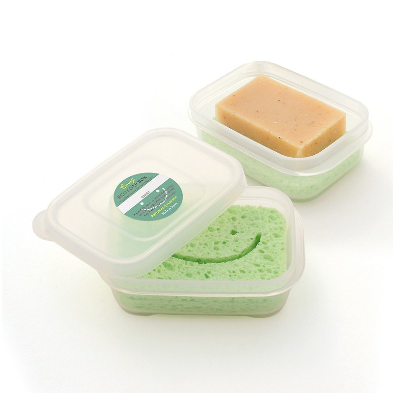 随身旅行环保皂盒-迷迭香色【环保旅伴】日本制/附海绵 - 脸部按摩/清洁工具 - 防水材质 绿色