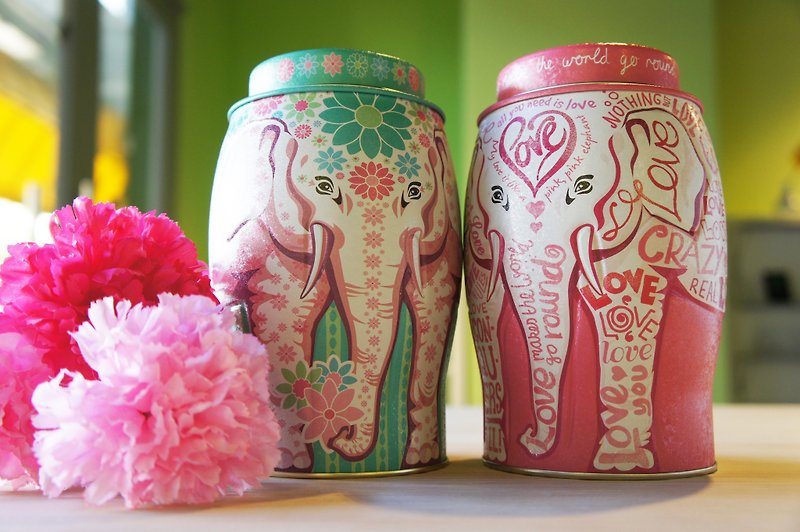【宠爱妈咪】英国Williamson Tea威廉森茶--心花朵朵开大象罐礼盒(附赠小卡片一张) - 茶 - 新鲜食材 粉红色