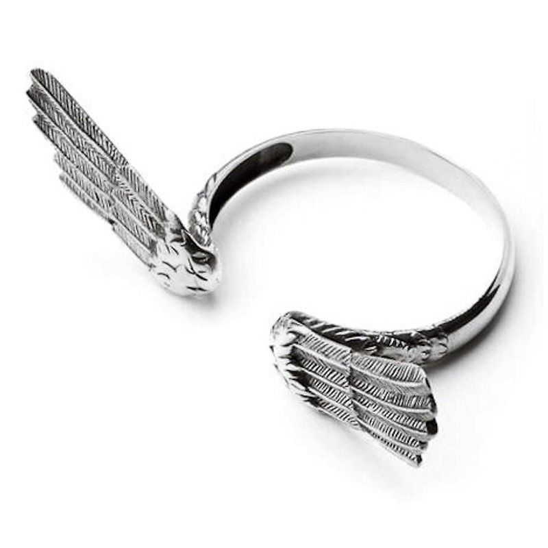 Angel wing  bangle in white bronze ,Rocker jewelry ,Skull jewelry,Biker jewelry - 手链/手环 - 其他金属 