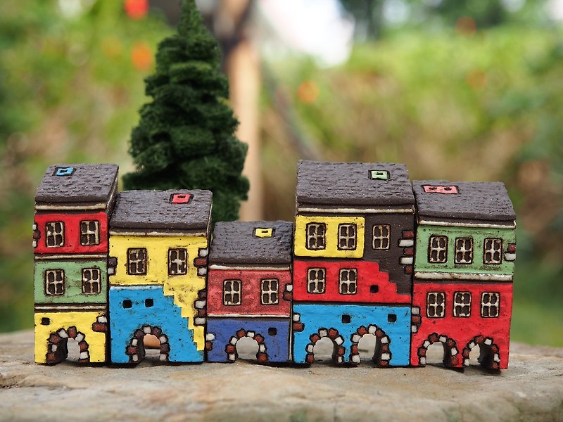 【彩绘村 Colorful Village 】手绘童话小陶屋-红白拱门 5件合购 - 摆饰 - 其他材质 