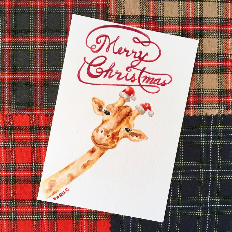 长颈鹿圣诞卡 明信片 - 卡片/明信片 - 纸 多色