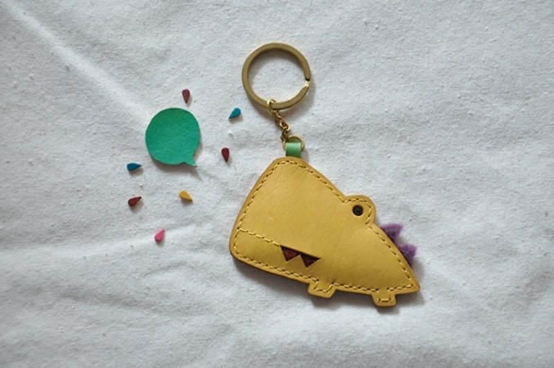 KY05　动物KEY圈-鳄鱼 - 钥匙链/钥匙包 - 真皮 黄色