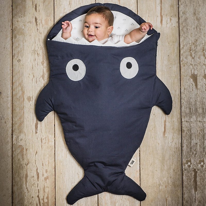 BabyBites鲨鱼咬一口纯棉婴幼儿多功能睡袋-丈青蓝 - 满月礼盒 - 棉．麻 蓝色
