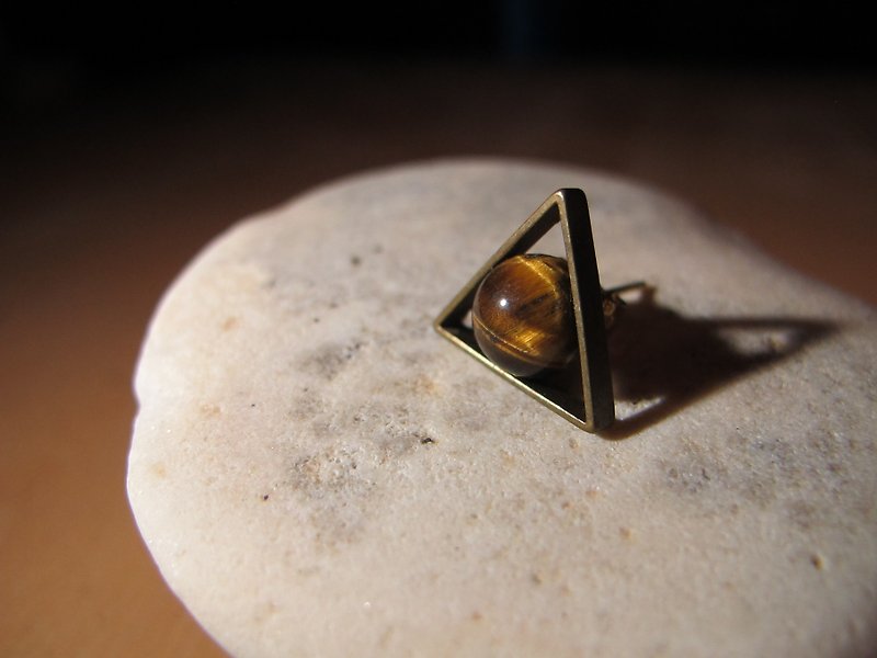 三角矿石耳环-个性款-虎眼三角洲 - 耳环/耳夹 - 其他金属 金色