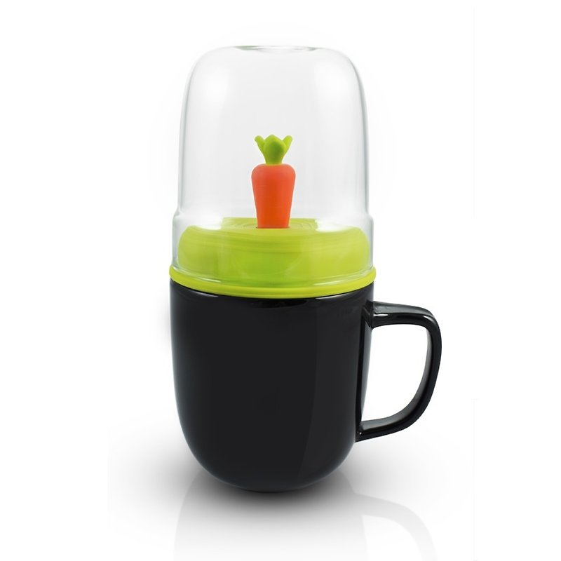 dipper 1++ 双杯组 (黑杯+绿盖+胡萝卜搅拌棒款) - 咖啡杯/马克杯 - 其他材质 黑色