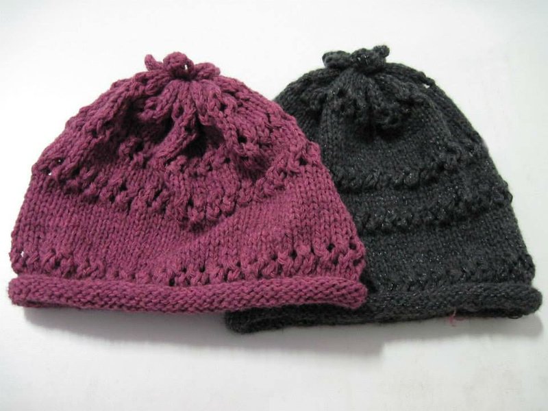 圆形滚边手工毛帽 (颜色可定制) - 帽子 - 其他材质 紫色