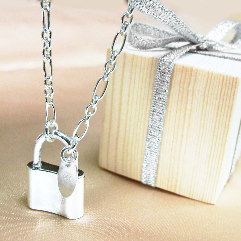 心锁Heart Locks 925纯银项链(大) 锁头造型-ART64银饰 情人礼 - 项链 - 纯银 灰色