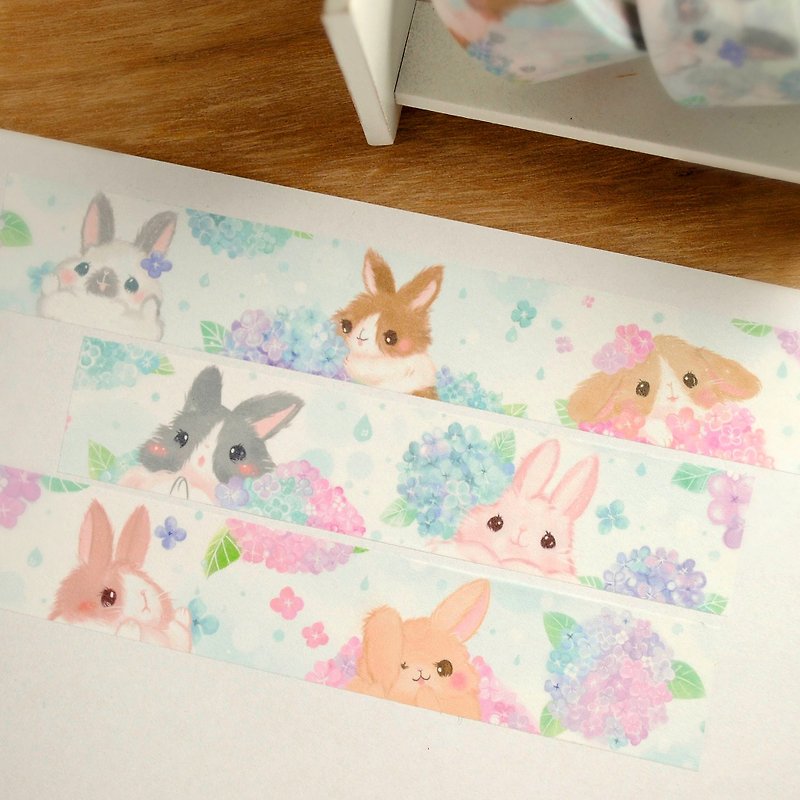 纸胶带*紫阳花と兔 - 纸胶带 - 纸 